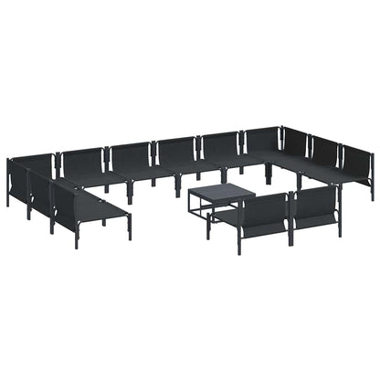 Gartensofa-set mit Kissen 13 pcs Schwarz Stahl