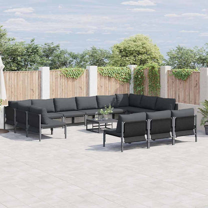 Gartensofa-set mit Kissen 13 pcs Schwarz Stahl