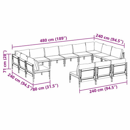 Gartensofa-set mit Kissen 13 pcs Schwarz Stahl