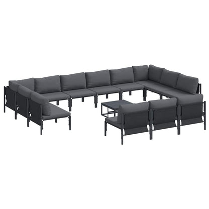 vidaXL Gartensofa-set mit Kissen 14 pcs Schwarz Stahl