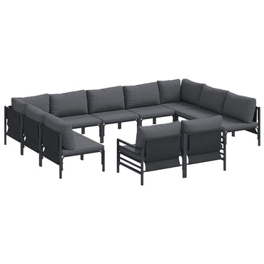 vidaXL Ensemble de canapé de jardin avec coussins 11 pcs Noir Acier