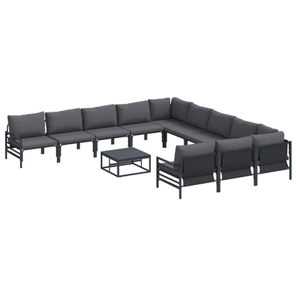 Gartensofa-set mit Kissen 12 pcs Schwarz Stahl