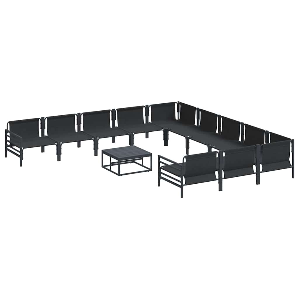 Gartensofa-set mit Kissen 12 pcs Schwarz Stahl
