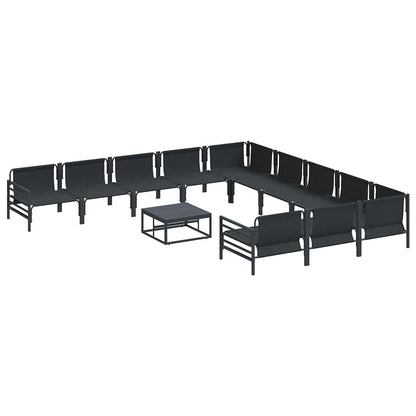 Gartensofa-set mit Kissen 12 pcs Schwarz Stahl