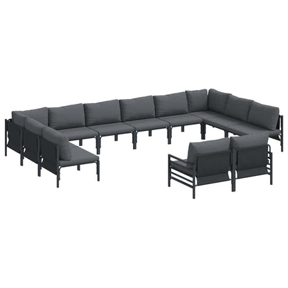 Gartensofa-set mit Kissen 12 pcs Schwarz Stahl