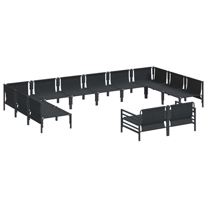 Gartensofa-set mit Kissen 12 pcs Schwarz Stahl