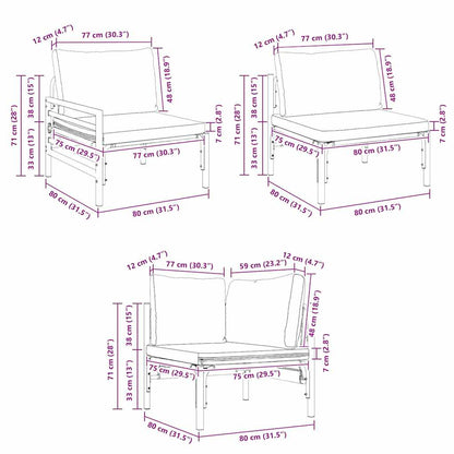 vidaXL Salon de jardin avec coussins 12 pcs Noir Acier