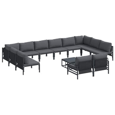 vidaXL Ensemble de canapé de jardin avec coussins 13 pcs Acier noir