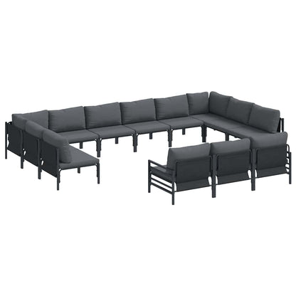 Gartensofa-set mit Kissen 13 pcs Schwarz Stahl