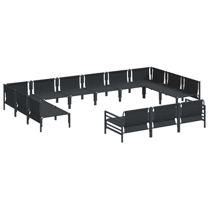 Gartensofa-set mit Kissen 13 pcs Schwarz Stahl
