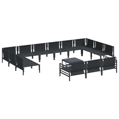 Gartensofa-set mit Kissen 14 pcs Schwarz Stahl