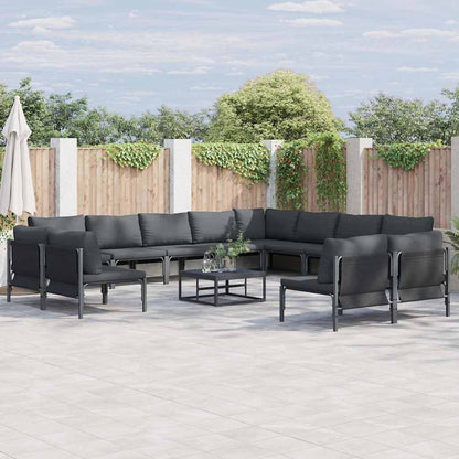vidaXL Ensemble de canapés de jardin avec coussins 12 pcs Acier noir