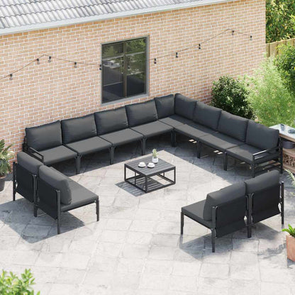 vidaXL Ensemble de canapés de jardin avec coussins 12 pcs Acier noir