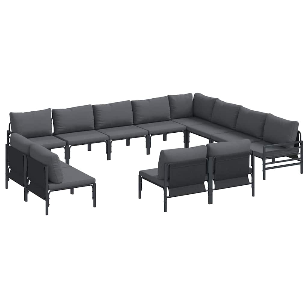vidaXL Ensemble de canapés de jardin avec coussins 12 pcs Acier noir