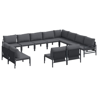 vidaXL Ensemble de canapés de jardin avec coussins 12 pcs Acier noir
