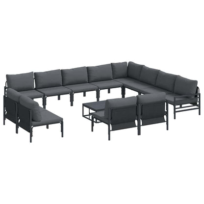 Gartensofa-set mit Kissen 13 pcs Schwarz Stahl