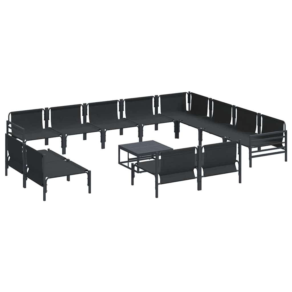 Gartensofa-set mit Kissen 13 pcs Schwarz Stahl