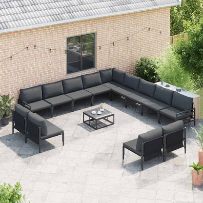 Gartensofa-set mit Kissen 13 pcs Schwarz Stahl