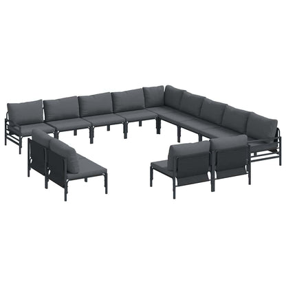 Gartensofa-set mit Kissen 13 pcs Schwarz Stahl