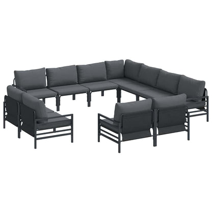 Gartensofa-set mit Kissen 11 pcs Schwarz Stahl