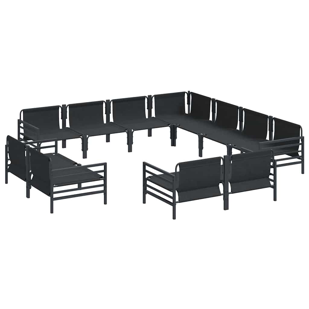 Gartensofa-set mit Kissen 11 pcs Schwarz Stahl