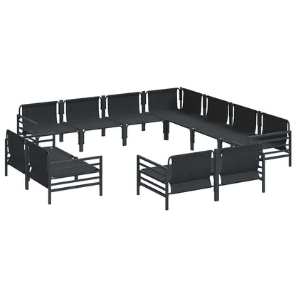 Gartensofa-set mit Kissen 11 pcs Schwarz Stahl