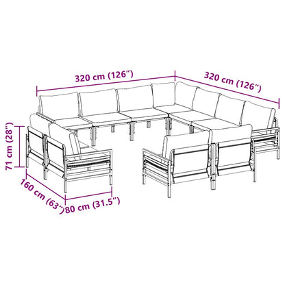 vidaXL Ensemble de canapés de jardin avec coussins 11 pcs Acier noir