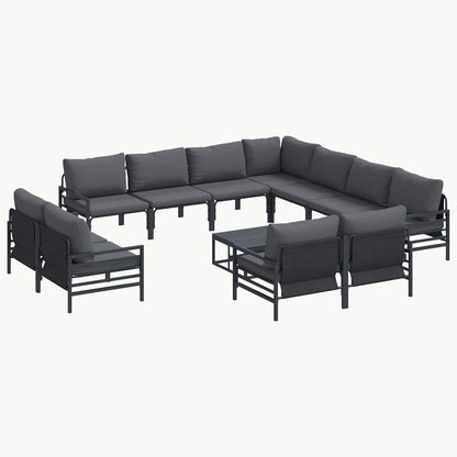 Gartensofa-set mit Kissen 12 pcs Schwarz Stahl