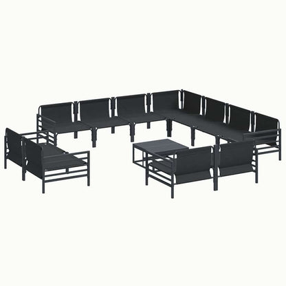 Gartensofa-set mit Kissen 12 pcs Schwarz Stahl