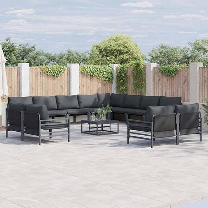Gartensofa-set mit Kissen 13 pcs Schwarz Stahl