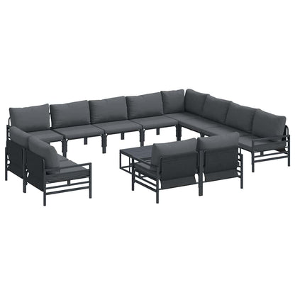 Gartensofa-set mit Kissen 13 pcs Schwarz Stahl
