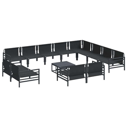 Gartensofa-set mit Kissen 13 pcs Schwarz Stahl