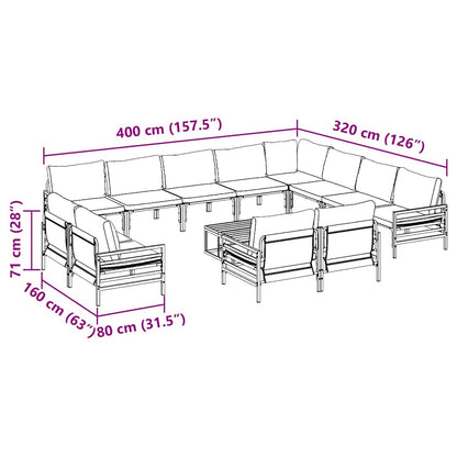 Gartensofa-set mit Kissen 13 pcs Schwarz Stahl