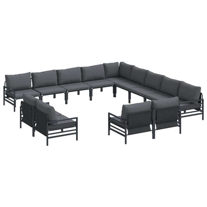 Gartensofa-set mit Kissen 13 pcs Schwarz Stahl