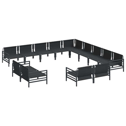 Gartensofa-set mit Kissen 13 pcs Schwarz Stahl