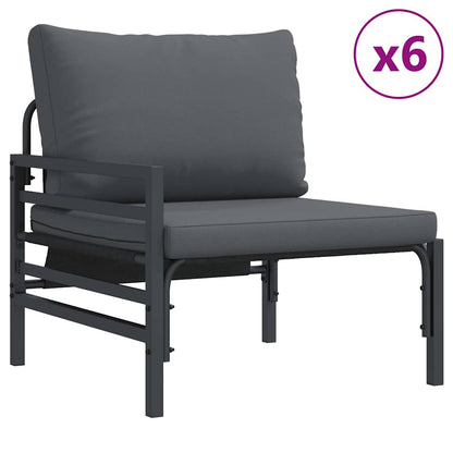 Gartensofa-set mit Kissen 13 pcs Schwarz Stahl