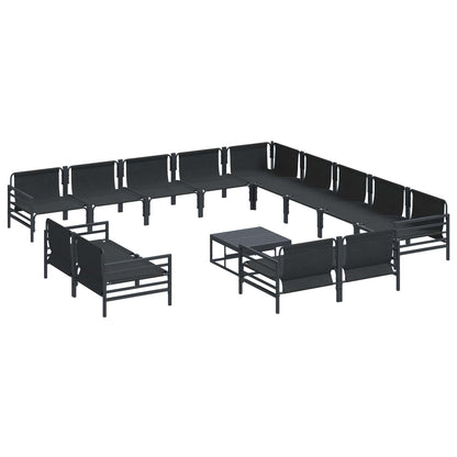 Gartensofa-set mit Kissen 14 pcs Schwarz Stahl