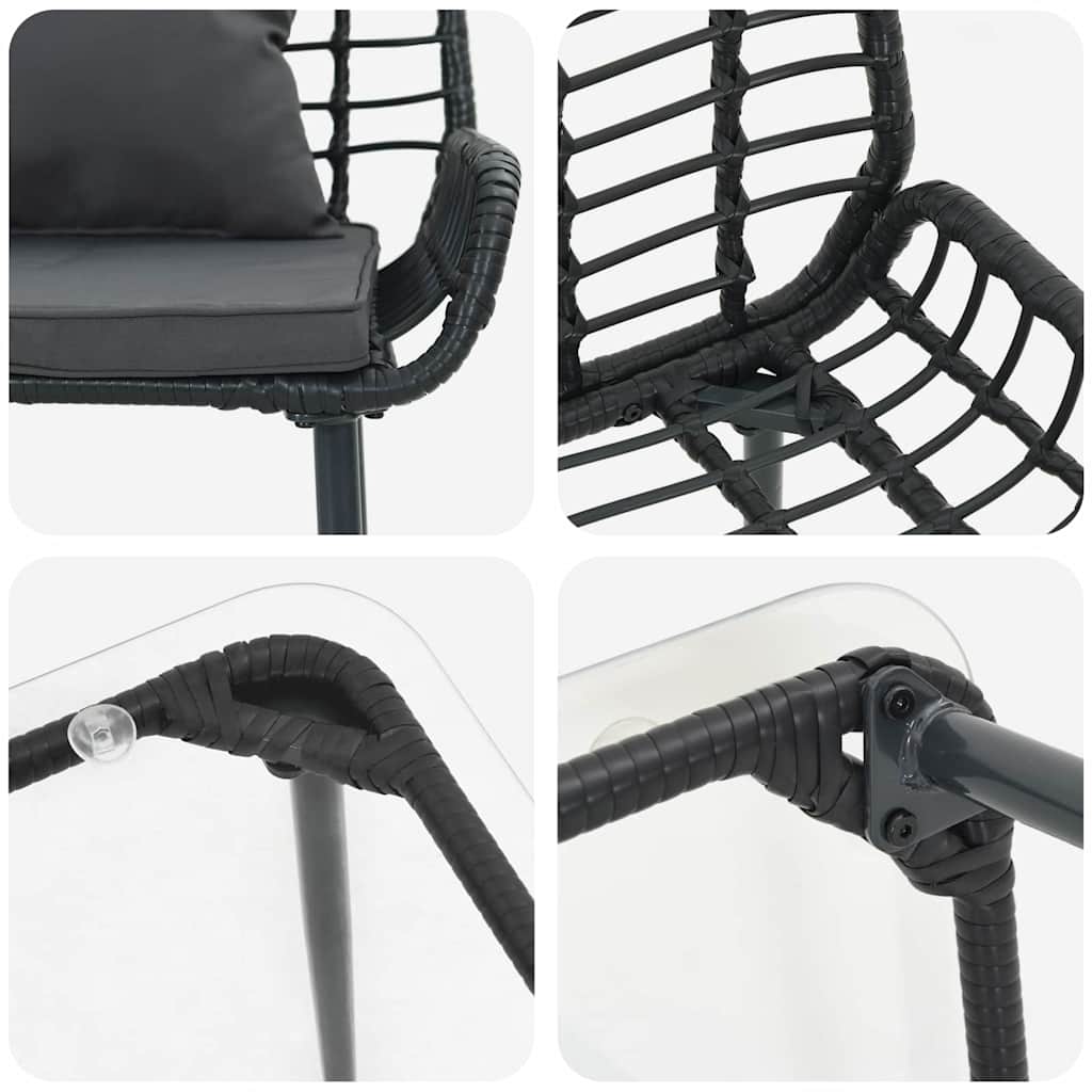 vidaXL Salon de jardin avec coussins 4 pcs Noir et crème Résine tressée