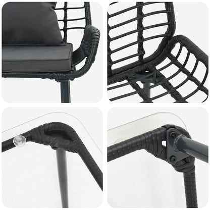 vidaXL Salon de jardin avec coussins 4 pcs Noir et crème Résine tressée