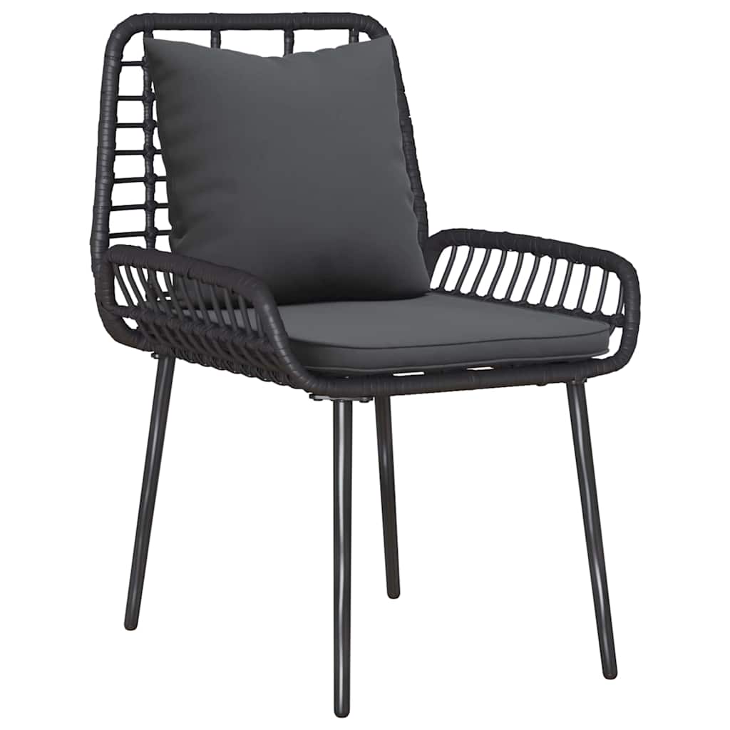 vidaXL Salon de jardin avec coussins 4 pcs Noir et crème Résine tressée
