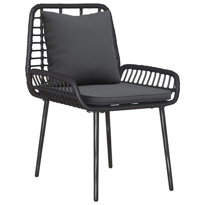 vidaXL Salon de jardin avec coussins 4 pcs Noir et crème Résine tressée
