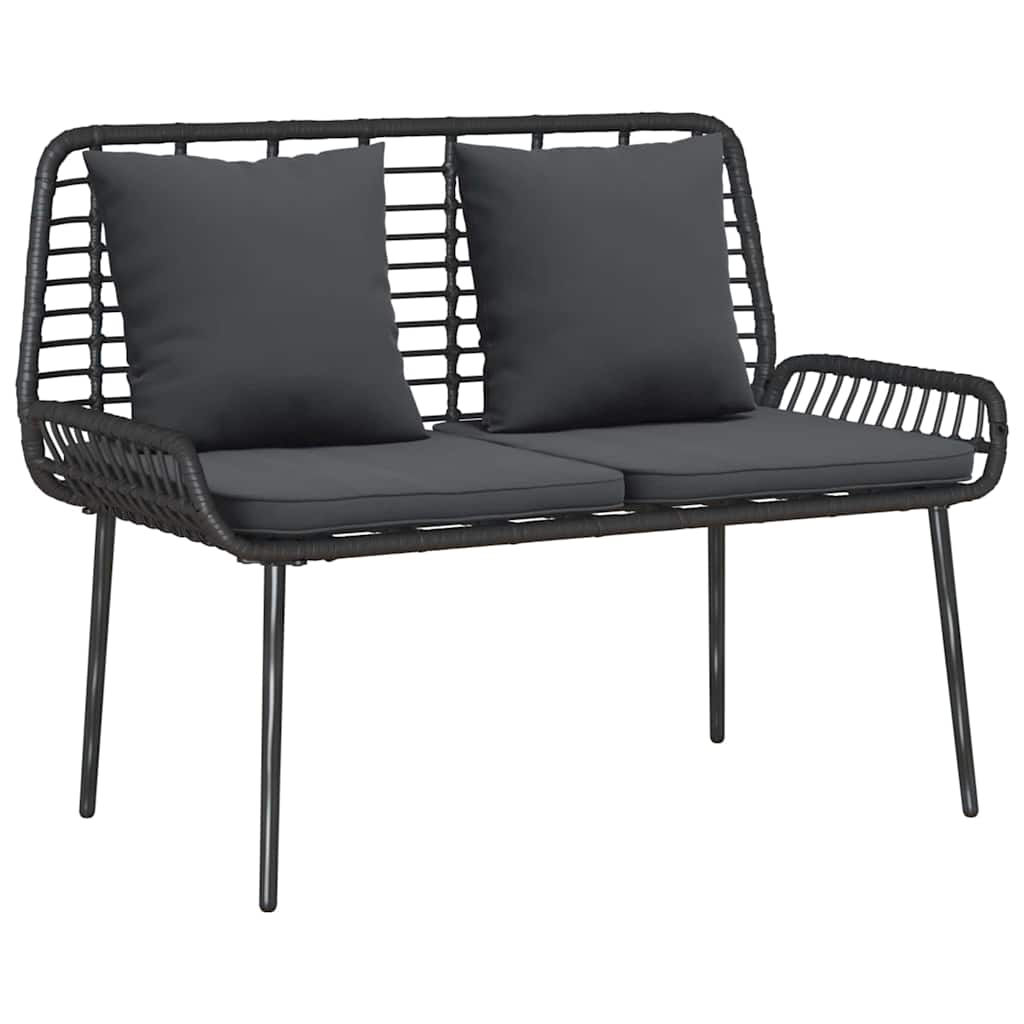vidaXL Salon de jardin avec coussins 4 pcs Noir et crème Résine tressée