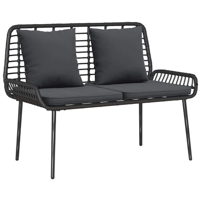 vidaXL Salon de jardin avec coussins 4 pcs Noir et crème Résine tressée