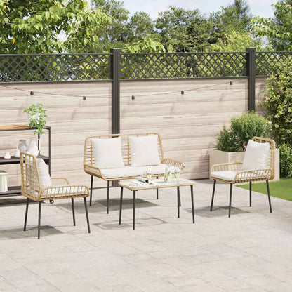 vidaXL Gartenmöbel Set mit Kissen 4 pcs Schwarz und Creme Poly-Rattan
