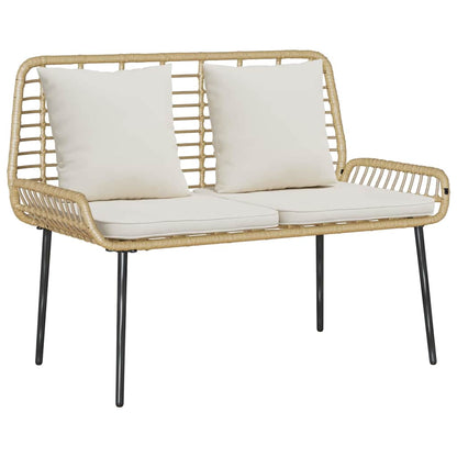 vidaXL Gartenmöbel Set mit Kissen 4 pcs Schwarz und Creme Poly-Rattan