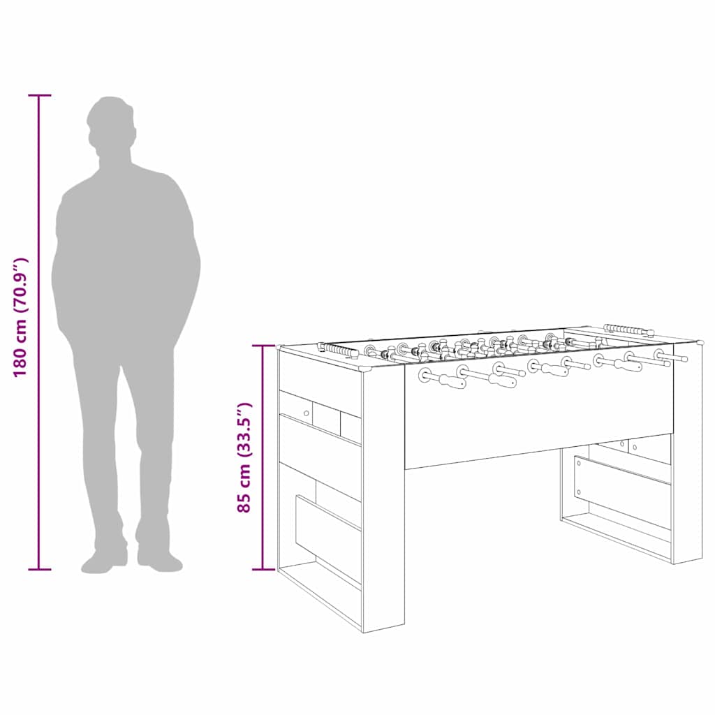 Tischfußballtisch Geräucherte Eiche 146,5 x 74 x 85 cm