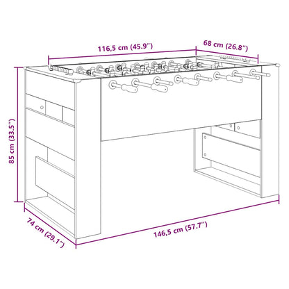 Tischfußballtisch Geräucherte Eiche 146,5 x 74 x 85 cm
