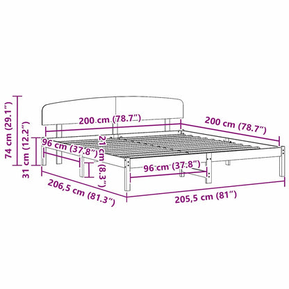 Bettrahmen Wachsbraun 200 x 200 cm Massives Kiefernholz