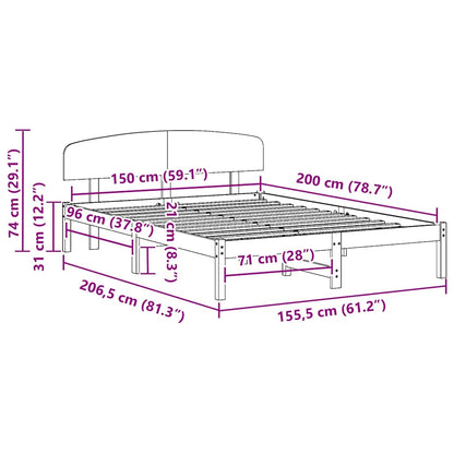 Bettrahmen Wachsbraun 150 x 200 cm Massives Kiefernholz