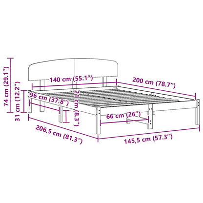 Bettrahmen Wachsbraun 140 x 200 cm Massives Kiefernholz